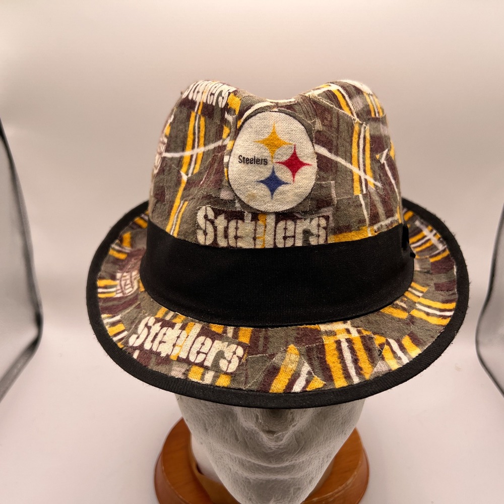 Stetson Pittsburgh Steelers Patchwork Fedora Hat NFL Trilby Black Gold Mens L/XL